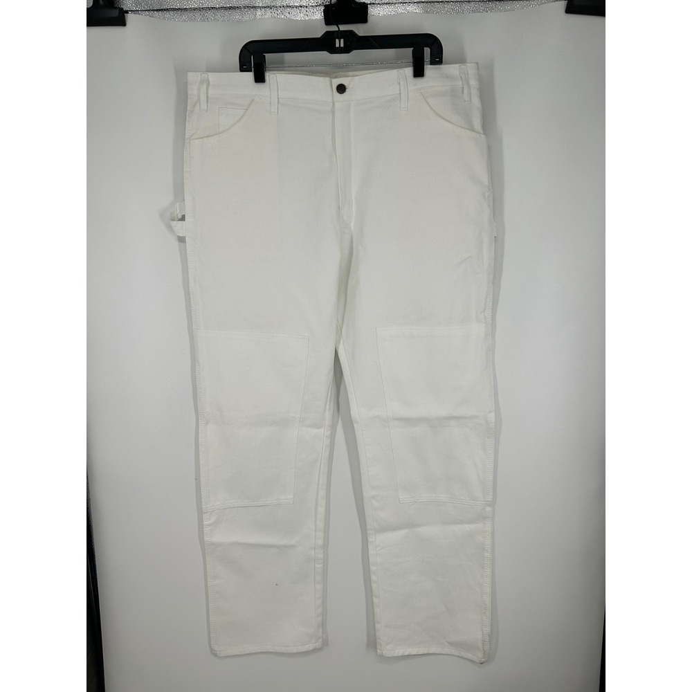 Dickies Carpenter Jeans Mens 40x34 White Double Knee Relaxed Workwear 5 Pocket